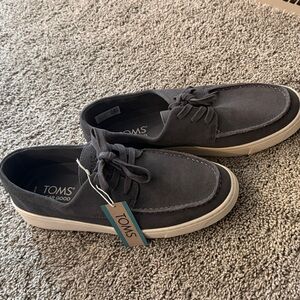 TOMS Men's Dark Gray Suede Boat Shoes
